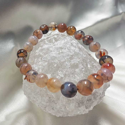 Ágata araña roja brazalete bola lisa 8mm. Danza y luz.