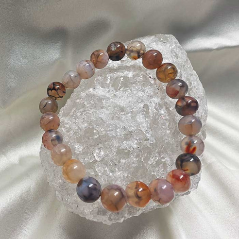 Ágata araña roja brazalete bola lisa 8mm. Danza y luz.