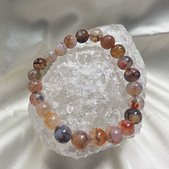 Ágata araña roja brazalete bola lisa 8mm. Danza y luz.