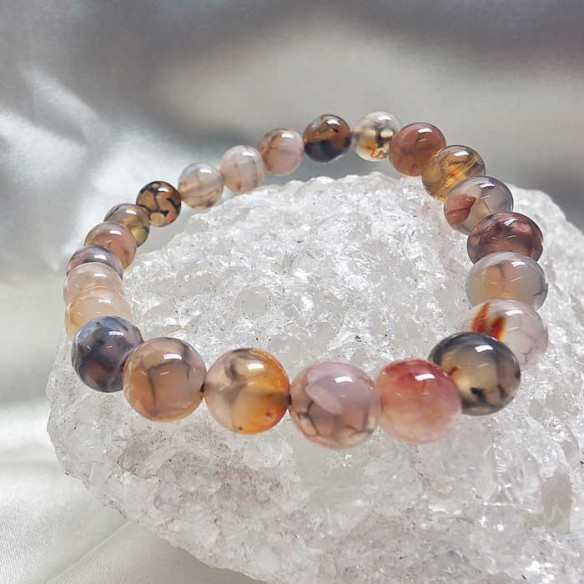 Ágata araña roja brazalete bola lisa 8mm. Danza y luz.