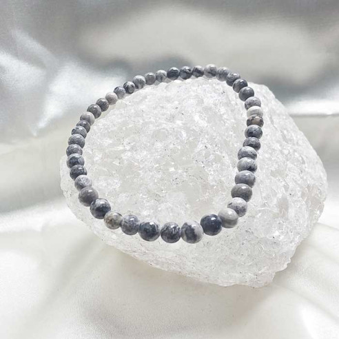 Ágata crazy gris brazalete bola lisa 4mm. Movimiento y brillo.