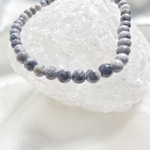 Ágata crazy gris brazalete bola lisa 4mm. Movimiento y brillo.