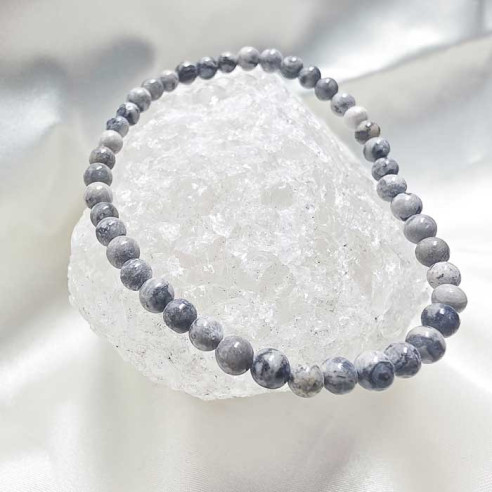 Ágata crazy gris brazalete bola lisa 4mm. Movimiento y brillo.