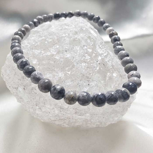Ágata crazy gris brazalete bola lisa 4mm. Movimiento y brillo.