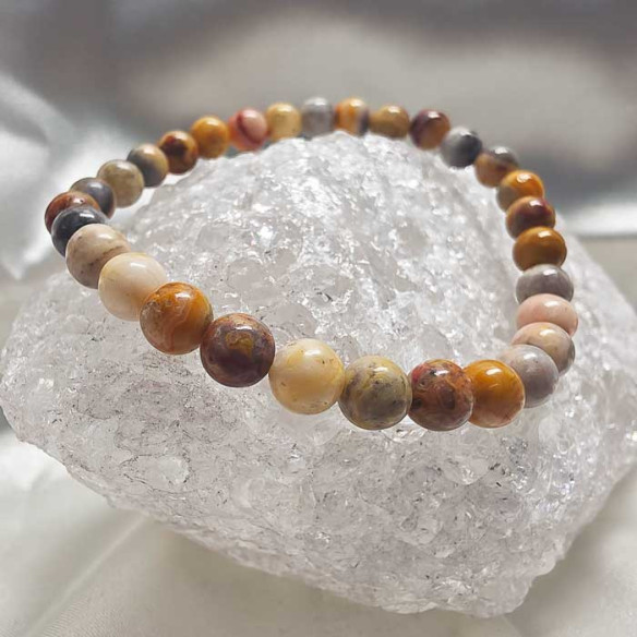 Ágata crazy brazalete bola lisa 6mm. Armonía y calidez.