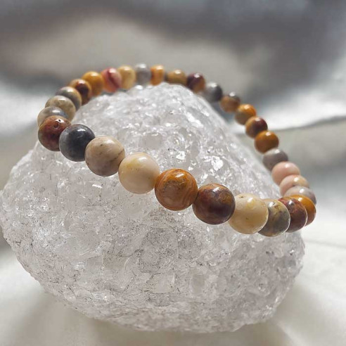 Ágata crazy brazalete bola lisa 6mm. Armonía y calidez.
