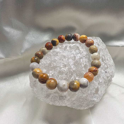 Ágata crazy brazalete bola lisa 8mm. Fluidez y vitalidad.
