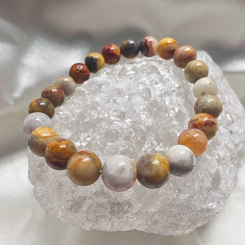 Ágata crazy brazalete bola lisa 8mm. Fluidez y vitalidad.