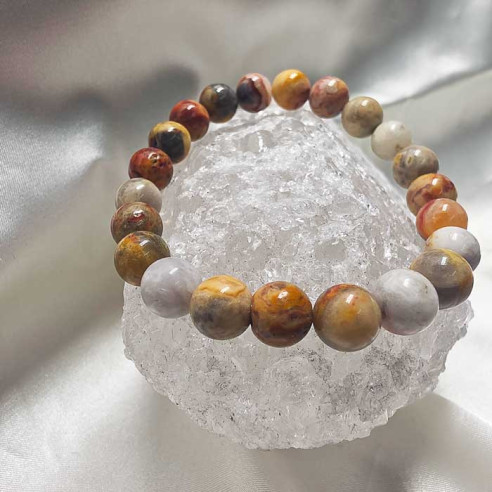 Ágata crazy brazalete bola lisa 8mm. Fluidez y vitalidad.