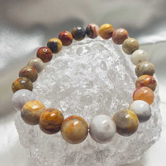 Ágata crazy brazalete bola lisa 8mm. Fluidez y vitalidad.