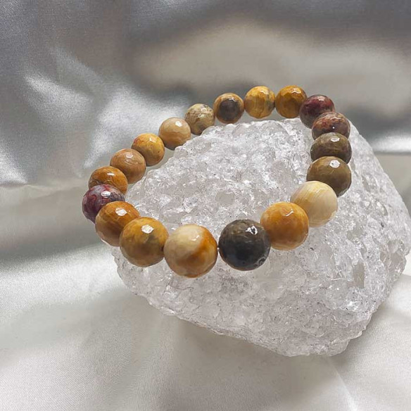 Ágata crazy brazalete bola lapidada 10mm. Energía y alegría.