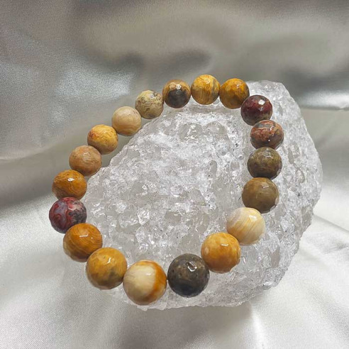 Ágata crazy brazalete bola lapidada 10mm. Energía y alegría.