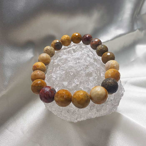 Ágata crazy brazalete bola lapidada 10mm. Energía y alegría.