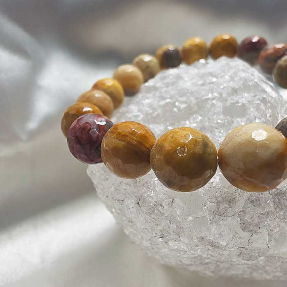 Ágata crazy brazalete bola lapidada 10mm. Energía y alegría.