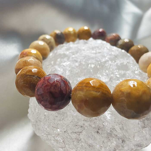 Ágata crazy brazalete bola lapidada 10mm. Energía y alegría.