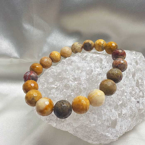 Ágata crazy brazalete bola lapidada 10mm. Energía y alegría.