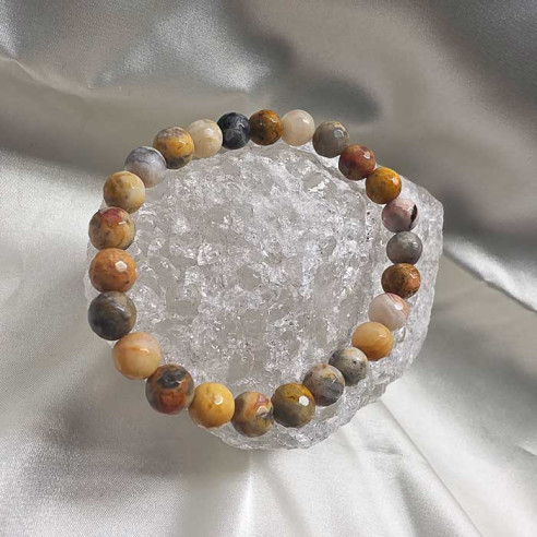 Ágata crazy brazalete bola lapidada 8mm. Energía y luz