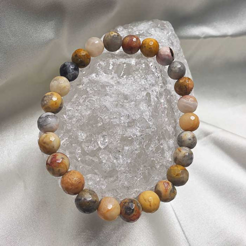 Ágata crazy brazalete bola lapidada 8mm. Energía y luz