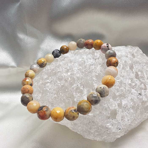 Ágata crazy brazalete bola lapidada 8mm. Energía y luz