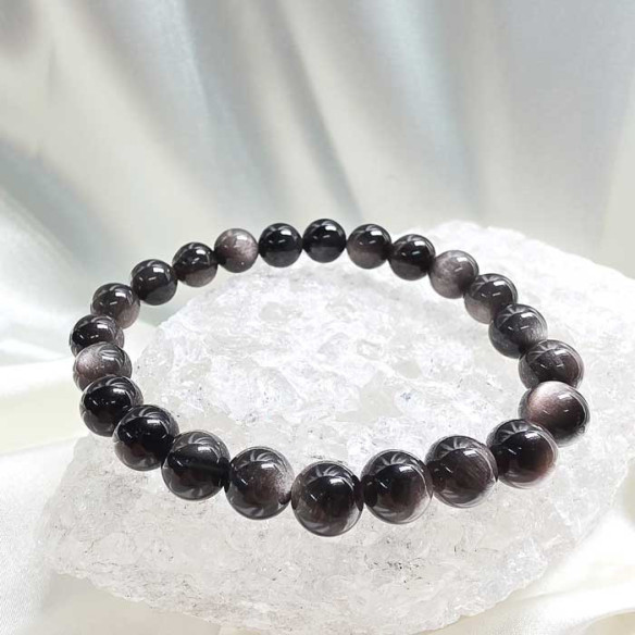 Obsidiana plateada brazalete bola 8mm. Protección
