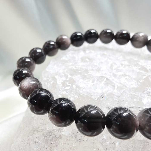 Obsidiana plateada brazalete bola 8mm. Protección