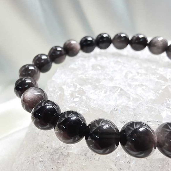 Obsidiana plateada brazalete bola 8mm. Protección