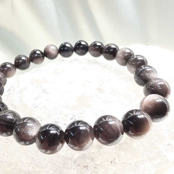 Obsidiana plateada brazalete bola 8mm. Protección