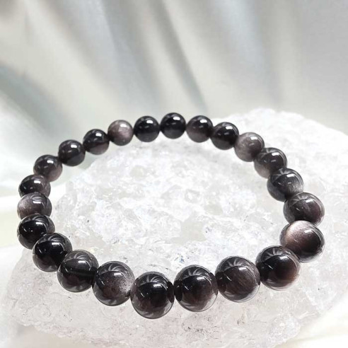 Obsidiana plateada brazalete bola 8mm. Protección