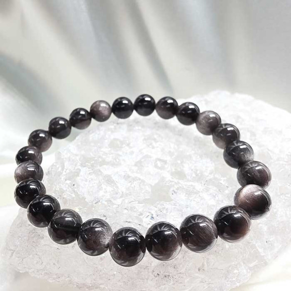 Obsidiana plateada brazalete bola 8mm. Protección