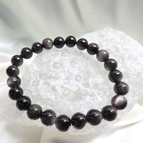 Obsidiana plateada brazalete bola 8mm. Protección