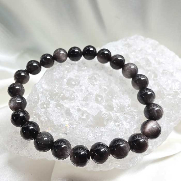 Obsidiana plateada brazalete bola 8mm. Protección