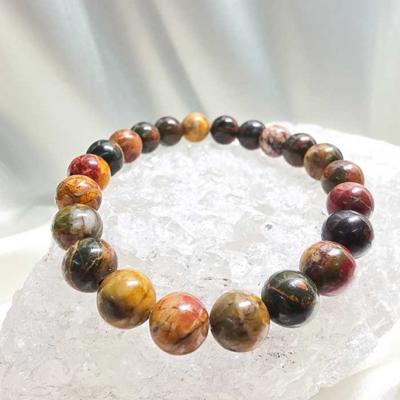 Polychrome Jasper Bead Bracelet 8mm. Firmness and grounding.