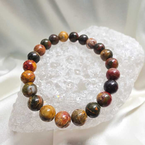 Polychrome Jasper Bead Bracelet 8mm. Firmness and grounding.