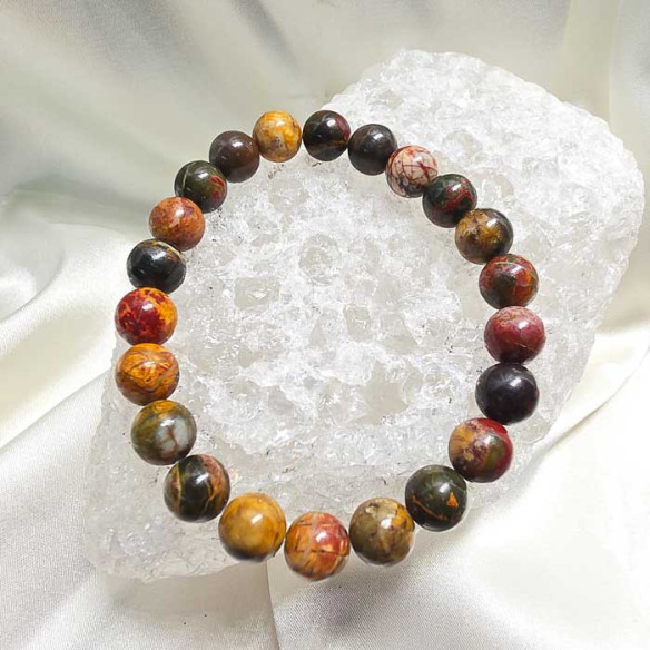 Polychrome Jasper Bead Bracelet 8mm. Firmness and grounding.