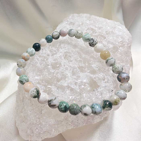 Ágata árbol brazalete bola 6mm. Naturaleza y crecimiento.