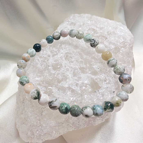 Ágata árbol brazalete bola 6mm. Naturaleza y crecimiento.