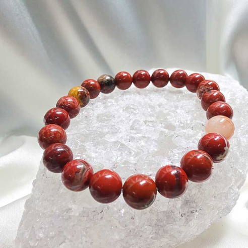 Jaspe rojo brazalete bola 8mm. Fuerza y estabilidad.
