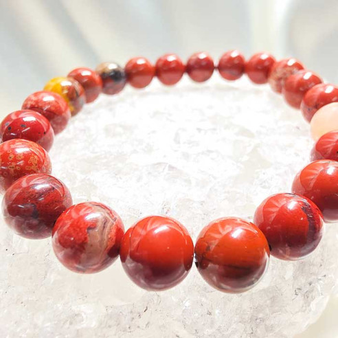 Jaspe rojo brazalete bola 8mm. Fuerza y estabilidad.