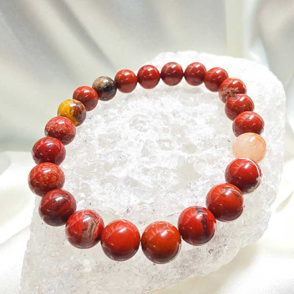 Jaspe rojo brazalete bola 8mm. Fuerza y estabilidad.