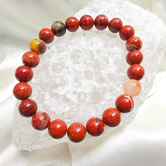 Jaspe rojo brazalete bola 8mm. Fuerza y estabilidad.