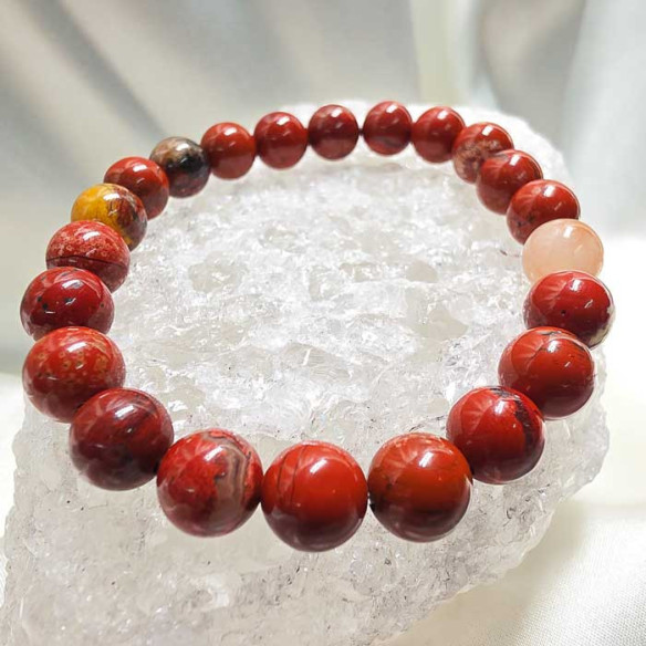 Jaspe rojo brazalete bola 8mm. Fuerza y estabilidad.