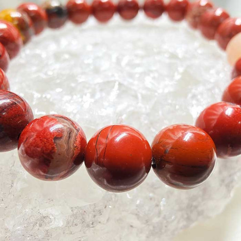 Jaspe rojo brazalete bola 8mm. Fuerza y estabilidad.