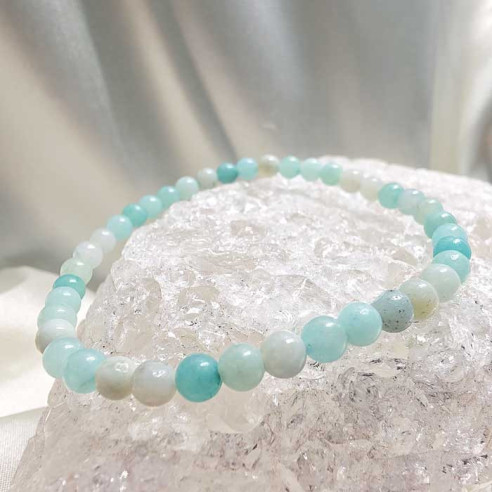 Amazonita brazalete bola 4mm. Calma y comunicación.