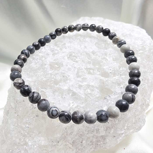 Jaspe cebra brazalete bola 4mm. Equilibrio y constancia.