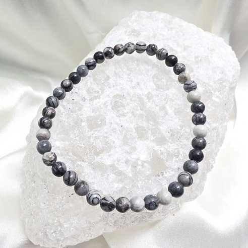 Jaspe cebra brazalete bola 4mm. Equilibrio y constancia.