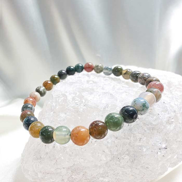 Ágata india brazalete bola 6mm. Estabilidad y serenidad.