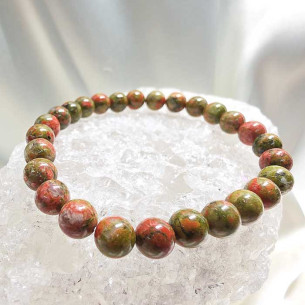 Unakite Bead Bracelet 6mm. Movement and shine.