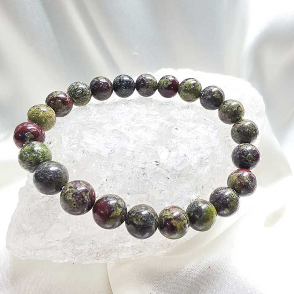 Piedra sangre de dragón brazalete bola 8mm. Fuerza y vitalidad.