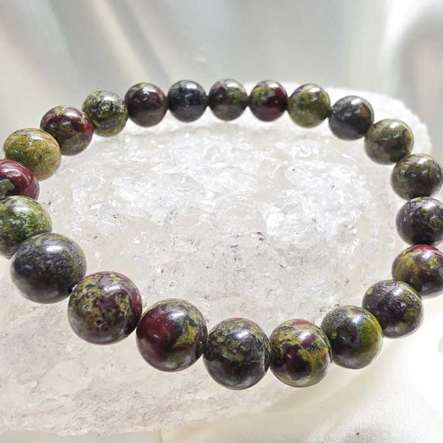 Piedra sangre de dragón brazalete bola 8mm. Fuerza y vitalidad.