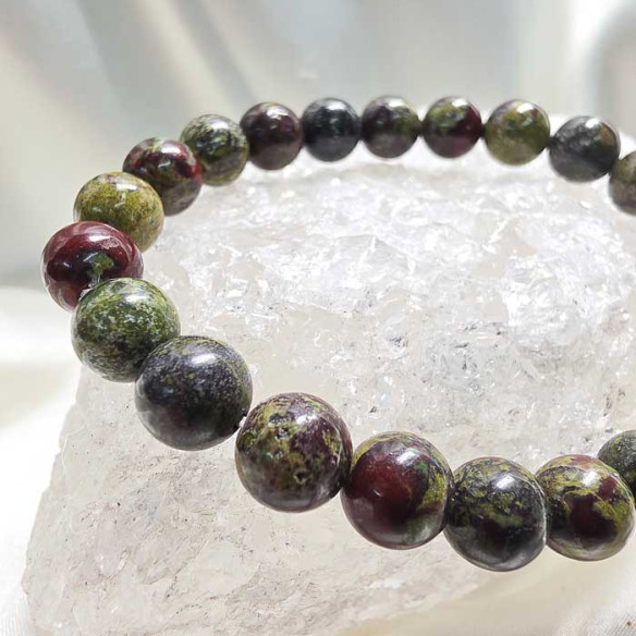 Piedra sangre de dragón brazalete bola 8mm. Fuerza y vitalidad.